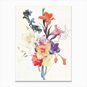 Gladiolus 2 Collage Flower Bouquet Canvas Print