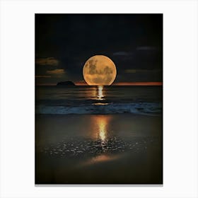 Full Moon Over The Ocean 2 Canvas Print