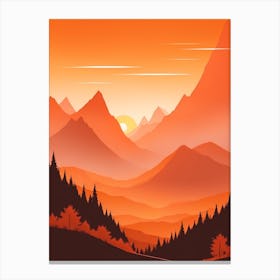 Misty Mountains Vertical Composition In Orange Tone 260 Canvas Print