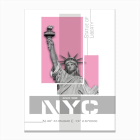 Poster Art Nyc Statue Of Liberty Pink Canvas Print