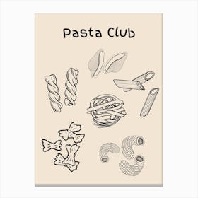 Pasta Club Poster B&W Canvas Print