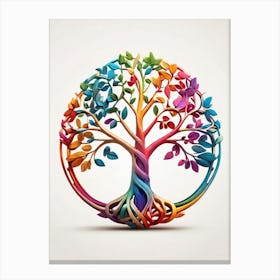 Default Stylized 3d Tree Of Life In Bright Rainbow Colors On A 0 (1) Canvas Print