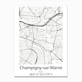 Champigny Sur Marne,France Minimalist Map Canvas Print