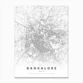 Bangalore Bengaluru India White Map Canvas Print