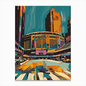 Madison Square Garden New York Colourful Silkscreen Illustration 3 Canvas Print