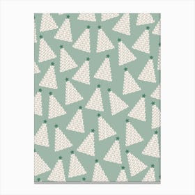 Christmas Tree Pattern Sage Green Canvas Print