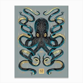 Octopus Black And Gold Canvas Print