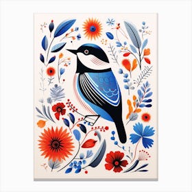 Scandinavian Bird Illustration Carolina Chickadee 2 Canvas Print