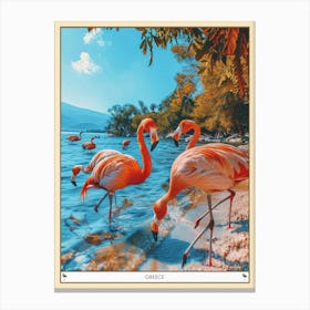 Greater Flamingo Greece Tropical Illustration 1 Poster Canvas Print