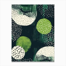 Green And White Dots Canvas Print