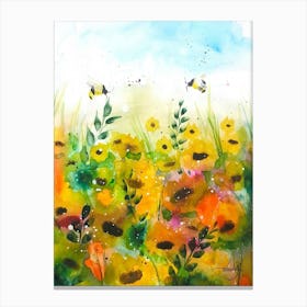Bees In The Meadow Canvas Print