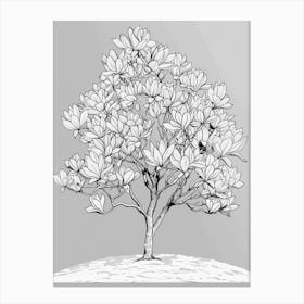Magnolia Tree Minimalistic Drawing 4 Canvas Print