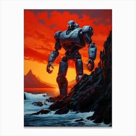Robot At Sunset 1 Canvas Print