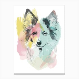 Watercolour Pastel Dog Line Painting Canvas Print