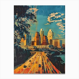 The Domain Austin Texas Colourful Blockprint 3 Canvas Print