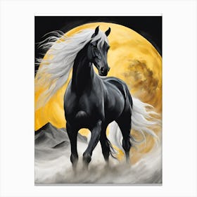 Black Horse In The Moonlight 1 Canvas Print
