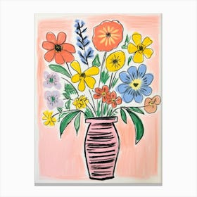 Flower Painting Fauvist Style Flax Flower 2 Canvas Print