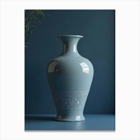 A Classic Vase Plain Ethnic Accents Dark Blue Background Realistic Vertical 11 Lka2 Upzy Canvas Print