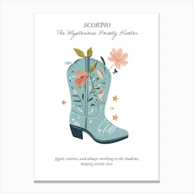 Scorpio Cowboy Boots Zodiac Preppy Western Cowgirl Canvas Print