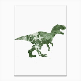 Olive Green T Rex Silhouette 2 Canvas Print