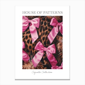 Pink Lace Animal Print Bow Pattern Poster Canvas Print