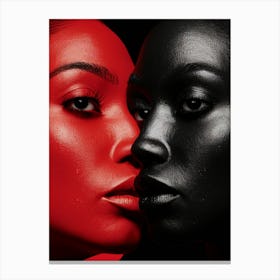 Black And Red Woman Portrait Canvas Print