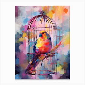 Colourful Watercolour Bird Cage 1 Canvas Print