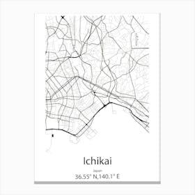 Ichikai,Japan Minimalist Map Stampe su tela