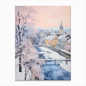 Dreamy Winter Painting Geneva Switzerland 2 Canvas Print