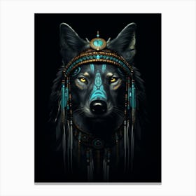 Abyssinian Wolf Native American 2 Canvas Print