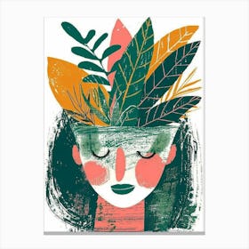 Woman With Leaves In Her Head Canvas Print