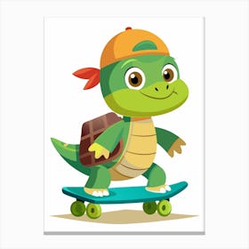 Turtle On Skateboard 1 Canvas Print