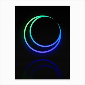 Neon Blue and Green Abstract Geometric Glyph on Black n.0120 Canvas Print