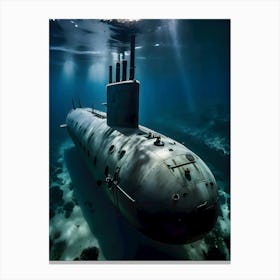 Submarine In The Ocean-Reimagined 30 Canvas Print