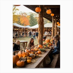 An Old Style Fall Fair Set Amid The Heart Of A Golden Hued Forest The Venue Is Bedecked With Lively (4) Canvas Print