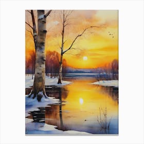 Sunset In Winter Canvas Print