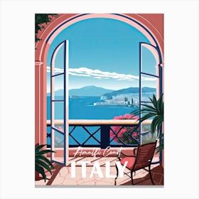 Italy Amalfi Coast Window Travel Poster 4 Canvas Print