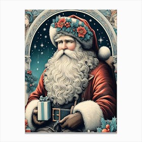 Santa Claus With Gifts Style William Morris 1 Canvas Print