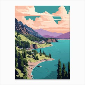 Lake Chelan Washington Pointillism 1 Canvas Print