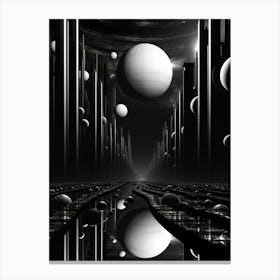 Parallel Universes Abstract Black And White 2 Canvas Print