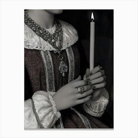 Dark Gothic Renaissance Woman Holding Candle Canvas Print