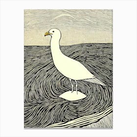 Seagull Linocut Bird Canvas Print