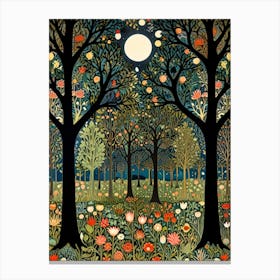 William Morris Rose Moonlight In The Forest 3 Canvas Print