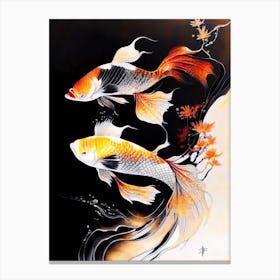 Kawarimono 1, Kujaku Koi Fish Minimal Line Drawing Canvas Print