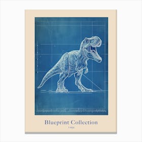 T Rex Dinosaur Blue Print Inspired 2 Poster Canvas Print