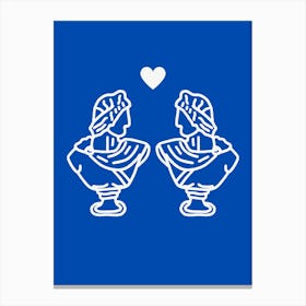 Venus And Jupiter Love Blue Canvas Print