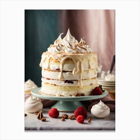 Layered Cake With Whipped Cream Canvas Print