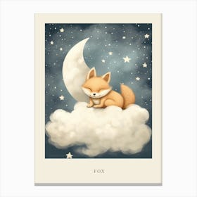 Sleeping Baby Fox 3 Nursery Poster Canvas Print