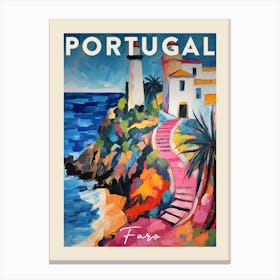 Faro Portugal 4 Fauvist Painting  Travel Poster Canvas Print