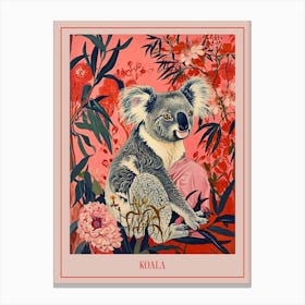 Floral Animal Painting Koala 3 Poster Canvas Print